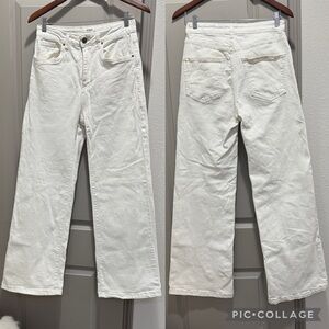 Cotton On white off white baggy boyfriend style stretch wide leg jeans 6 29